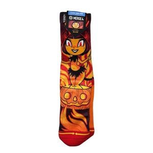 MERGE4 Artist Belle Dee Large Crew Socks Halloween Devil Girl Spooky Tattoo new